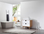 PORTREE 30” MATTE WHITE MID-CENTURY FREESTANDING BATHROOM VANITY