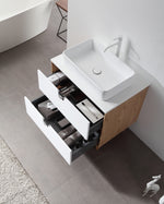 PORTREE 30” MATTE WHITE MID-CENTURY FREESTANDING BATHROOM VANITY