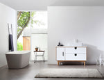 PORTREE 48” MATTE WHITE MID-CENTURY FREESTANDING BATHROOM VANITY