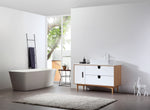 PORTREE 48” MATTE WHITE MID-CENTURY FREESTANDING BATHROOM VANITY