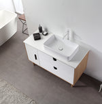 PORTREE 48” MATTE WHITE MID-CENTURY FREESTANDING BATHROOM VANITY