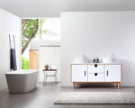 PORTREE 60”  MATTE WHITE MID-CENTURY FREESTANDING BATHROOM VANITY