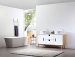 PORTREE 60”  MATTE WHITE MID-CENTURY FREESTANDING BATHROOM VANITY