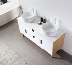 PORTREE 60”  MATTE WHITE MID-CENTURY FREESTANDING BATHROOM VANITY