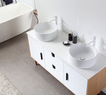 PORTREE 60”  MATTE WHITE MID-CENTURY FREESTANDING BATHROOM VANITY