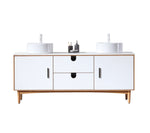 PORTREE 72”  MATTE WHITE MID-CENTURY FREESTANDING BATHROOM VANITY