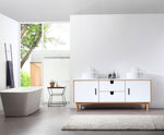 PORTREE 72”  MATTE WHITE MID-CENTURY FREESTANDING BATHROOM VANITY