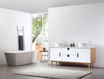 PORTREE 72”  MATTE WHITE MID-CENTURY FREESTANDING BATHROOM VANITY