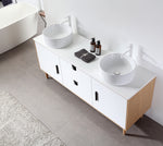 PORTREE 72”  MATTE WHITE MID-CENTURY FREESTANDING BATHROOM VANITY