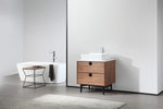 PORTREE 30” WALNUT MID-CENTURY FREESTANDING BATHROOM VANITY