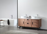 PORTREE 60” WALNUT MID-CENTURY FREESTANDING BATHROOM VANITY