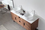 PORTREE 60” WALNUT MID-CENTURY FREESTANDING BATHROOM VANITY