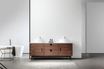 PORTREE 72”  WALNUT MID-CENTURY FREESTANDING BATHROOM VANITY