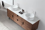 PORTREE 72”  WALNUT MID-CENTURY FREESTANDING BATHROOM VANITY