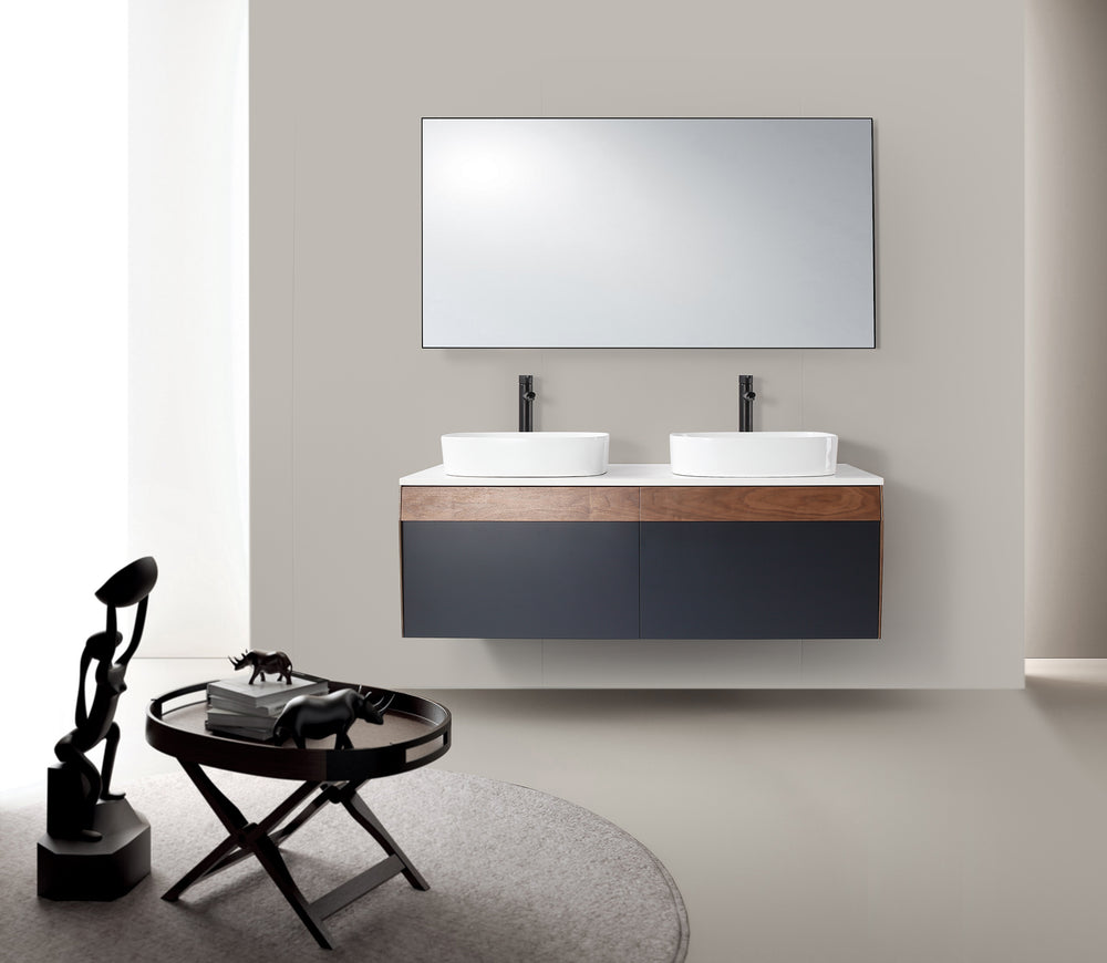 RONDA 55” DARK BLUE WALL MOUNT MODERN BATHROOM VANITY