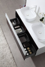 RONDA 55” SMOKE GRAY OAK WALL MOUNT MODERN BATHROOM VANITY