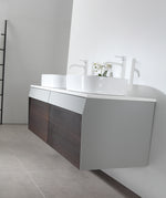 RONDA 55” SMOKE GRAY OAK WALL MOUNT MODERN BATHROOM VANITY