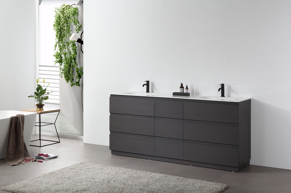 ROTHENBURG 72”  CHARCOAL FREESTANDING MODERN BATHROOM VANITY