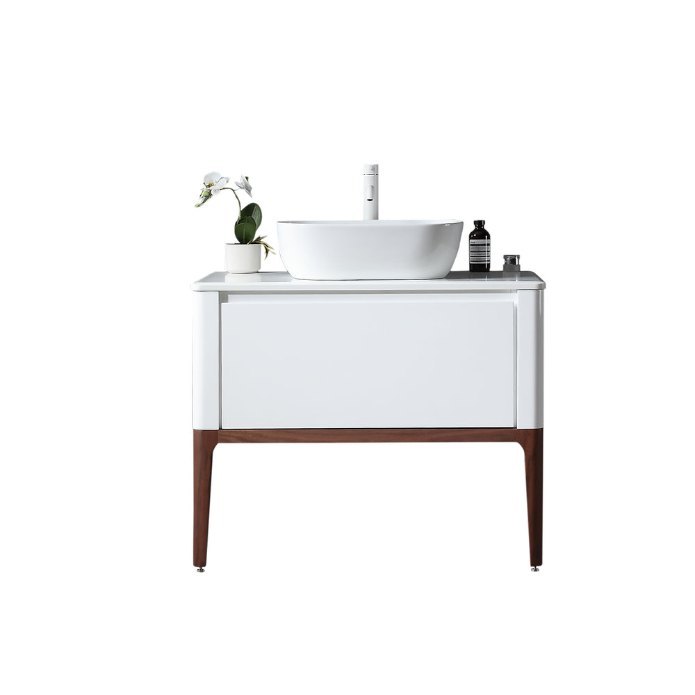 SEBASTIAN 36” GLOSS WHITE DUAL MOUNT MODERN BATHROOM VANITY