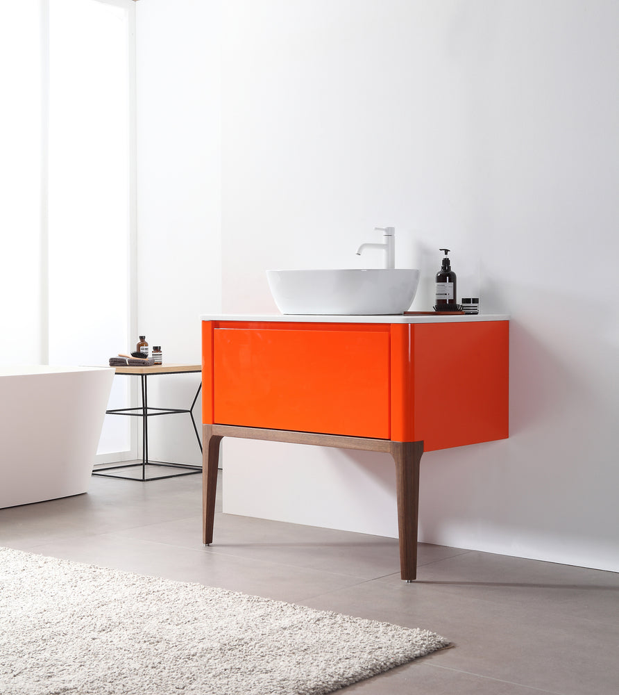 SEBASTIAN 36” RED AMBER DUAL MOUNT MODERN BATHROOM VANITY