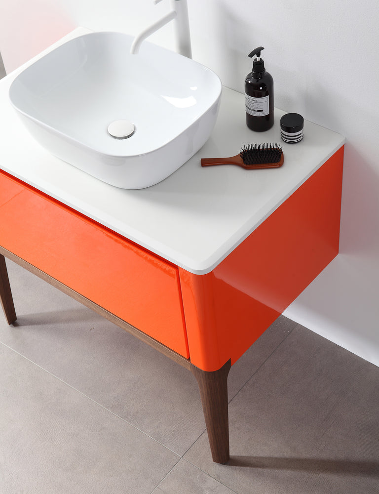 SEBASTIAN 36” RED AMBER DUAL MOUNT MODERN BATHROOM VANITY