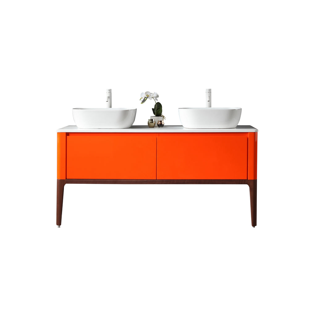 SEBASTIAN 60” RED AMBER DUAL MOUNT MODERN BATHROOM VANITY