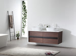 SINTRA 55”  DARK WALNUT OAK WALL MOUNTED MODERN BATHROOM VANITY