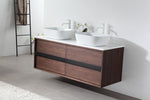 SINTRA 55”  DARK WALNUT OAK WALL MOUNTED MODERN BATHROOM VANITY