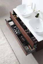 SINTRA 55”  DARK WALNUT OAK WALL MOUNTED MODERN BATHROOM VANITY