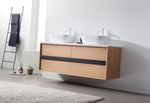 SINTRA 55”  WHITEWASH OAK WALL MOUNTED MODERN BATHROOM VANITY