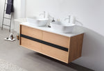 SINTRA 55”  WHITEWASH OAK WALL MOUNTED MODERN BATHROOM VANITY