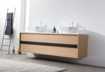 SINTRA 72”  WHITEWASH OAK WALL MOUNT MODERN BATHROOM VANITY