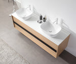 SINTRA 72”  WHITEWASH OAK WALL MOUNT MODERN BATHROOM VANITY