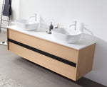 SINTRA 72”  WHITEWASH OAK WALL MOUNT MODERN BATHROOM VANITY