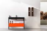 TEXEL 42”  RED AMBER/BLACK INDUSTRIAL STYLE FREESTANDING BATHROOM VANITY