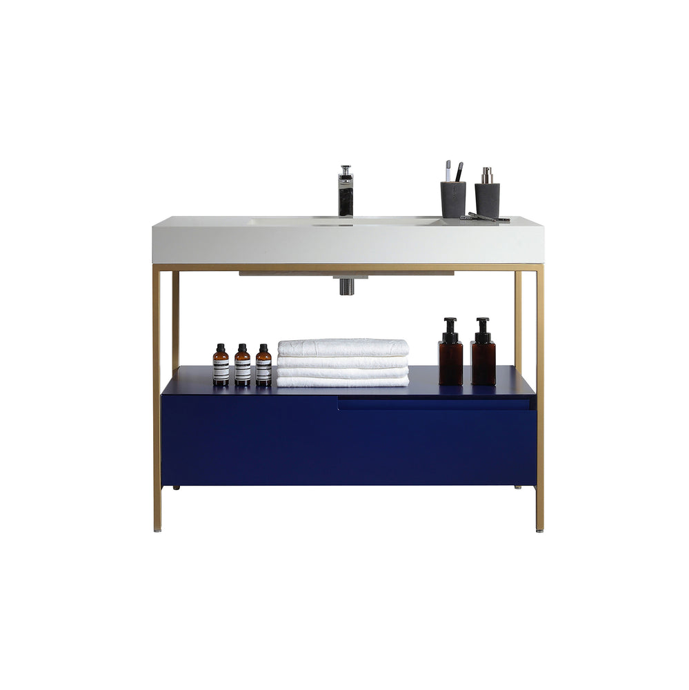 TEXEL 42”  NAVY BLUE INDUSTRIAL STYLE FREESTANDING BATHROOM VANITY