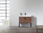 VEEMON 36” WALNUT DUAL MOUNT MODERN BATHROOM VANITY