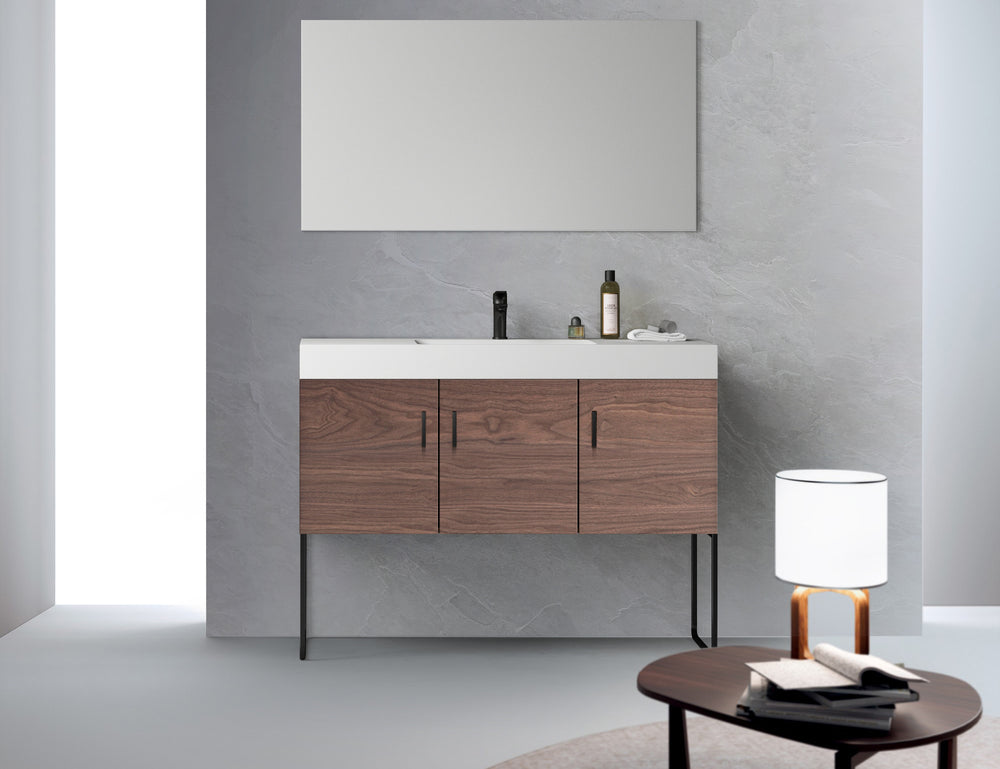 VEEMON 48” WALNUT DUAL MOUNT MODERN BATHROOM VANITY