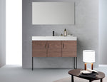 VEEMON 48” WALNUT DUAL MOUNT MODERN BATHROOM VANITY