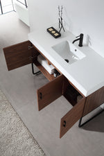 VEEMON 48” WALNUT DUAL MOUNT MODERN BATHROOM VANITY