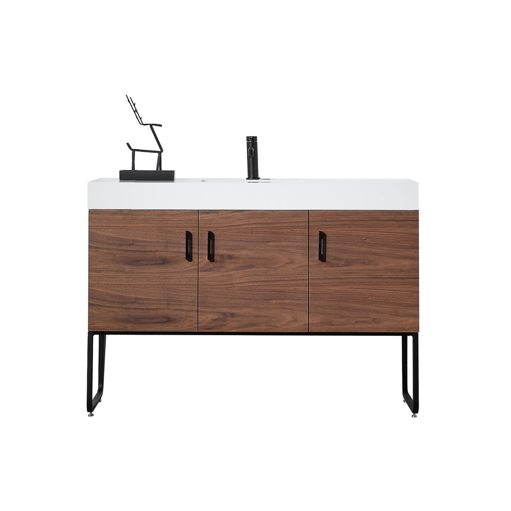 VEEMON 48” WALNUT DUAL MOUNT MODERN BATHROOM VANITY