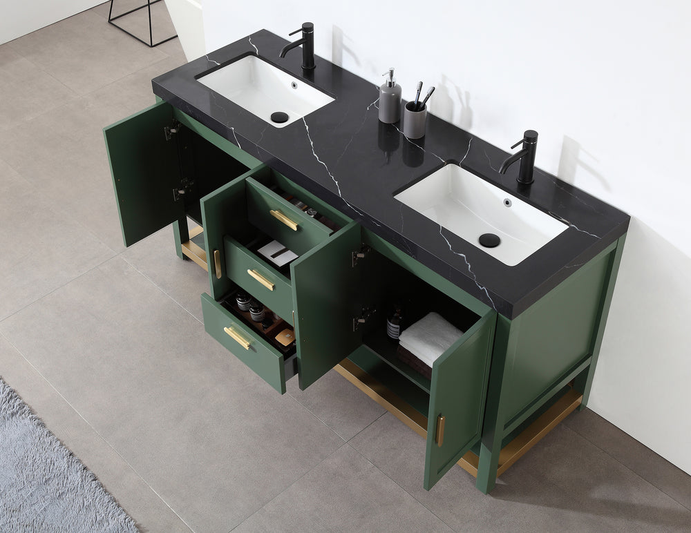 WINCHESTER 72” FOREST GREEN FREESTANDING MODERN BATHROOM VANITY (BLACK ...