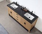 WINCHESTER 72” PECAN OAK FREESTANDING MODERN BATHROOM VANITY(BLACK COUNTERTOP)